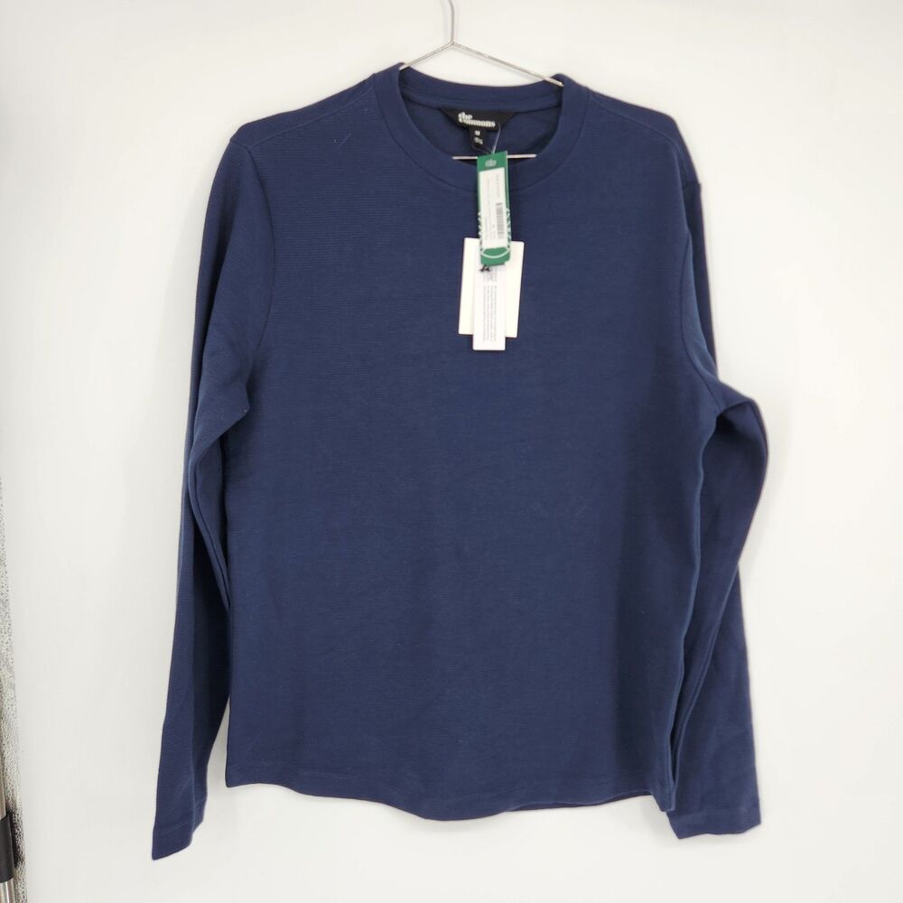 The Commons Men's Medium Navy Blue Long Sleeve‎ Ottoman Texture Crewneck NWT